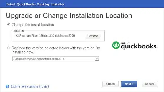 Change the Install Location - Screenshot