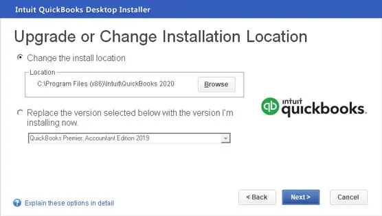 Change the Install Location - Screenshot
