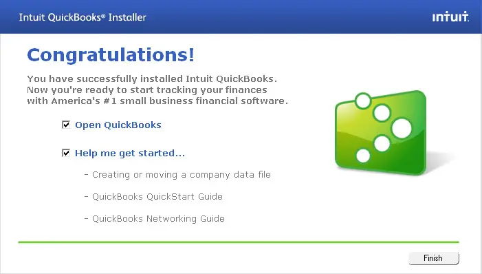Open QuickBooks to get started - Screenshot