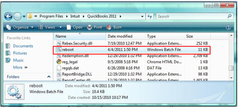 Run ‘reboot.bat’ file - Screenshot Image