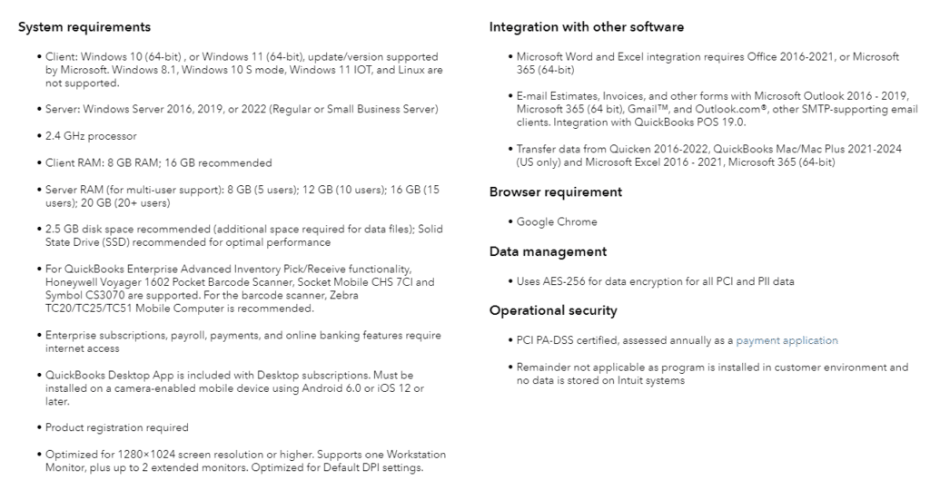 System Requirements of 2024 QuickBooks Desktop - Image