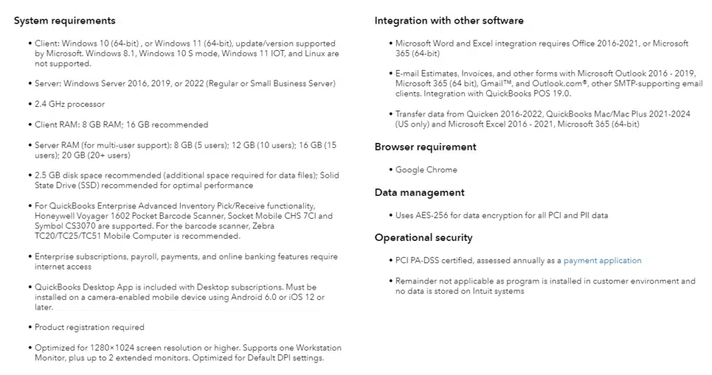 System Requirements of 2024 QuickBooks Desktop - Image