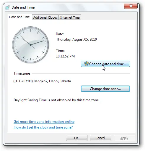 Verify your systems date and time - Screenshot