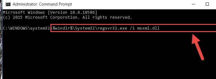 type regsvr32 MSXML6.dll - Screenshot