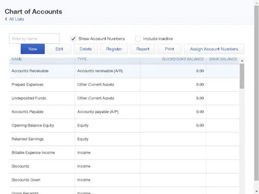 Access chart of accounts in quickbooks online - Screenshot