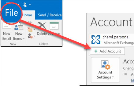 Adding an email account to Microsoft outlook - Screenshot