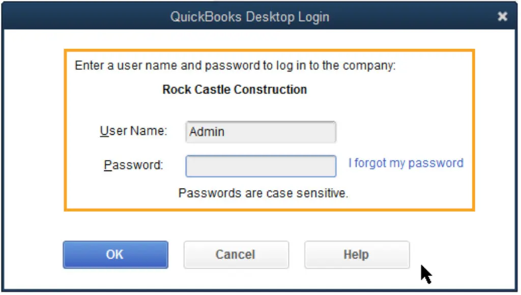 Enter Admin credentials - Screenshot