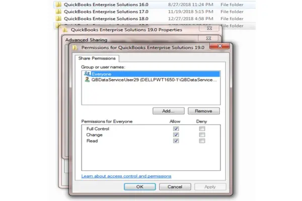 Folder permissions- screenshot