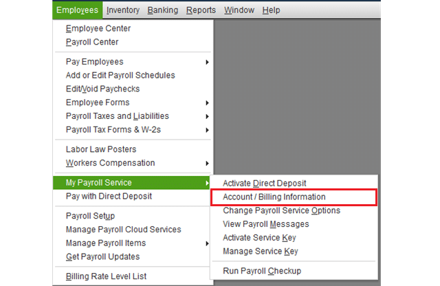 My Payroll Service option - Screenshot