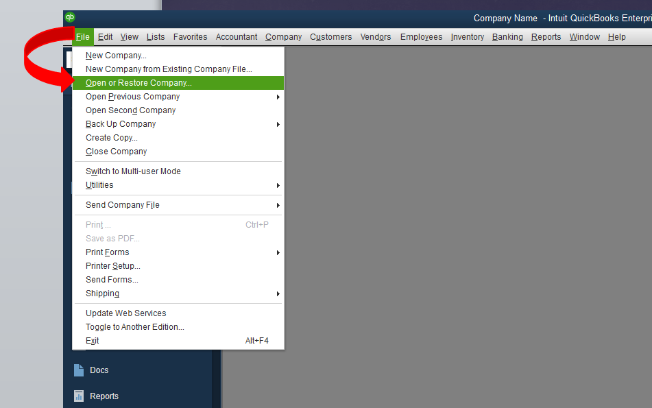 Open-or-restore-company-file-in-QuickBooks-Screenshot