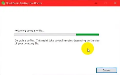 Process of Reparing the company file - Screenshot