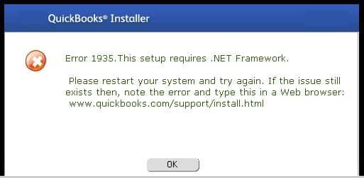 QuickBooks Error Code 1935 Screenshot