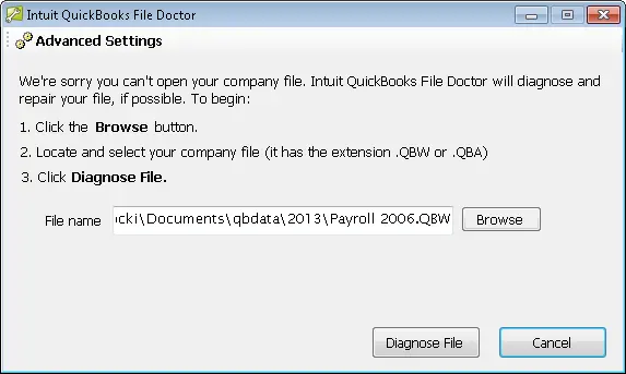 QuickBooks File Doctor- Screenshot