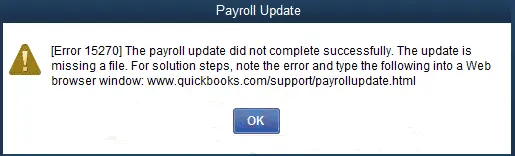 QuickBooks Payroll Error Message 15270 - Screenshot