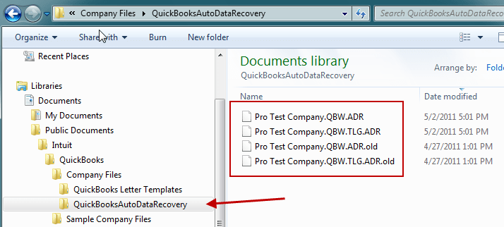 QuickBooks auto data recovery-screenshot