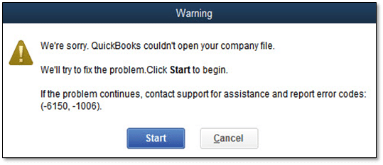 QuickBooks error code 6150 1006 Screenshot