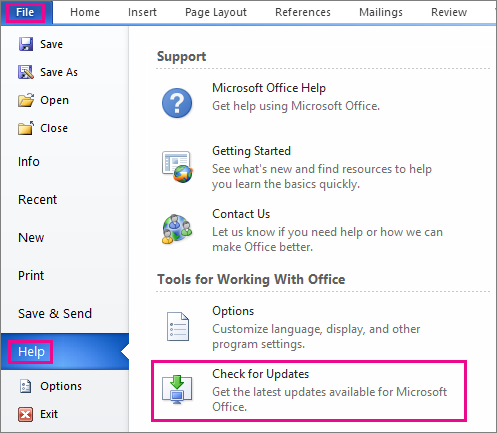 Updating Microsoft Outlook - Screenshot