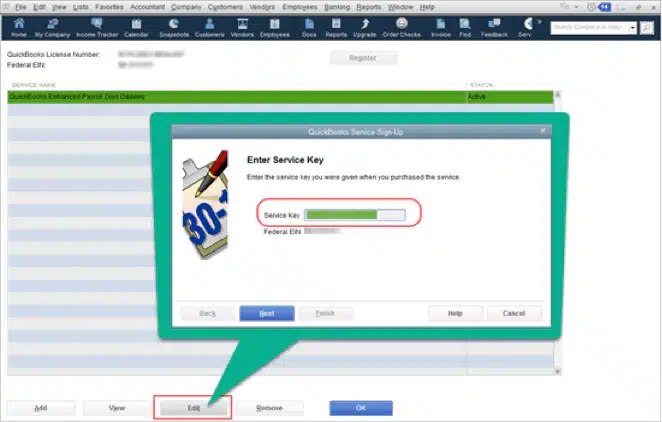 Verify EIN and Service key - Screenshot Image