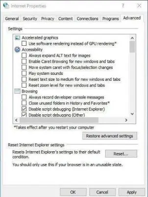 optimize internet explorer-settings