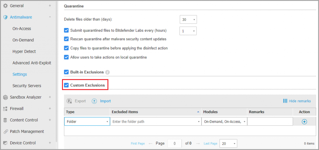 Add QuickBooks to Bitdefender exclusion list - Screenshot