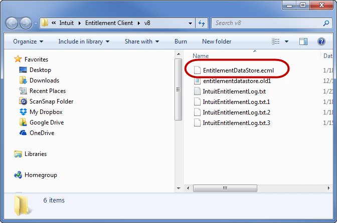 Manually delete EntitlementDataStore.ecml file  - Screenshot Image