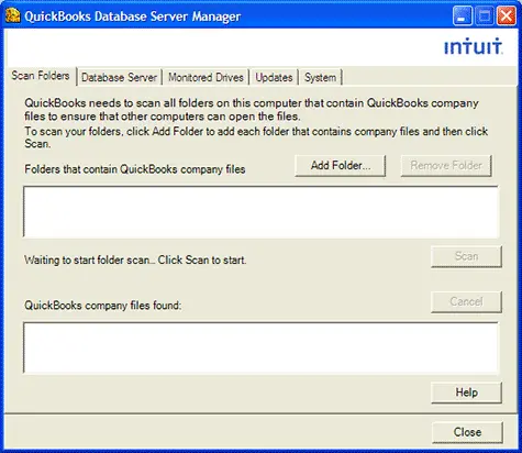 Strumento di gestione server di database QuickBooks-Screenshot