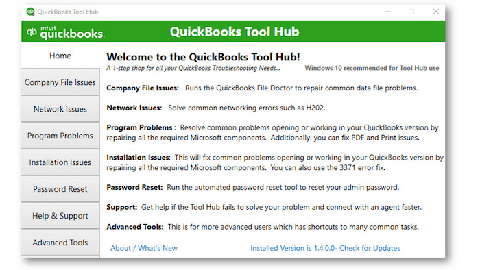 QuickBooks Tool Hub Program - Screenshot