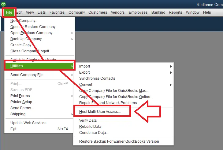 Hosting Multi-user Access-in QuickBooks - Screenshot Image