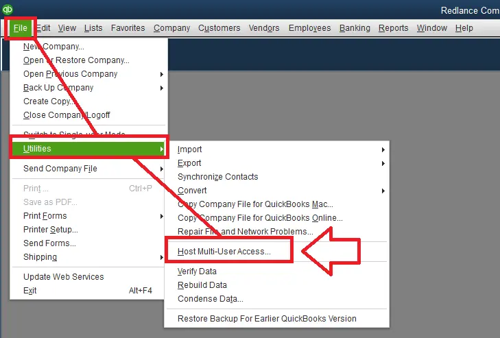 Hosting Multi-user Access-in QuickBooks - Screenshot