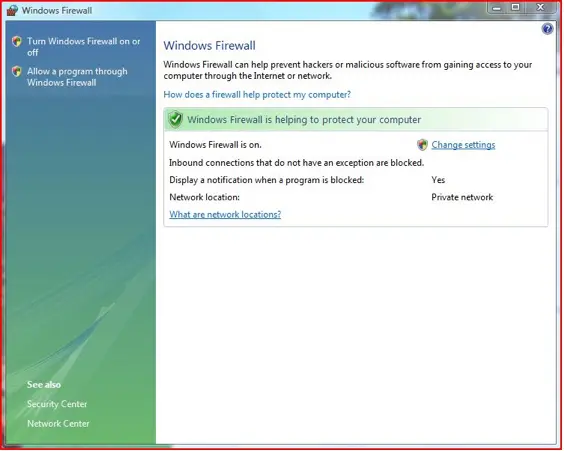 Windows Firewall - Screenshot 1