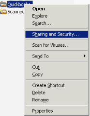 sharing and security option- screenshot