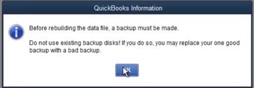 what are the reasons for a rebuild data in quickbooks