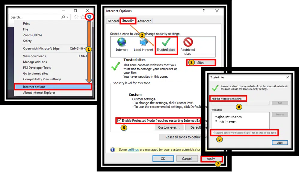 Configure Internet Explorer in QuickBooks Desktop - Screenshot Image