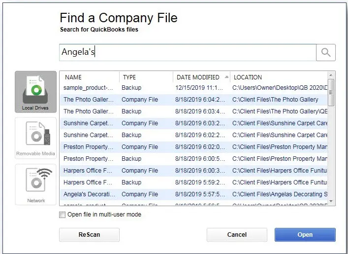 Find a company file - Screenshot 1