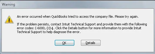 QuickBooks Error Message 6000 304 - Screenshot