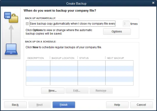 Setup QuickBooks Automatic Backup - Screenshot