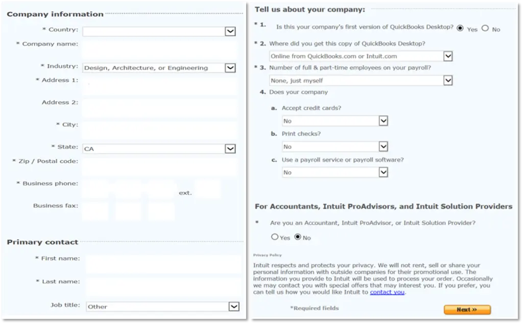 Tell us about your company and Review your customer account (Trial Version)- Screenshot