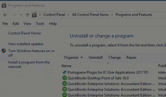 Uninstall QuickBooks 1330- screenshot