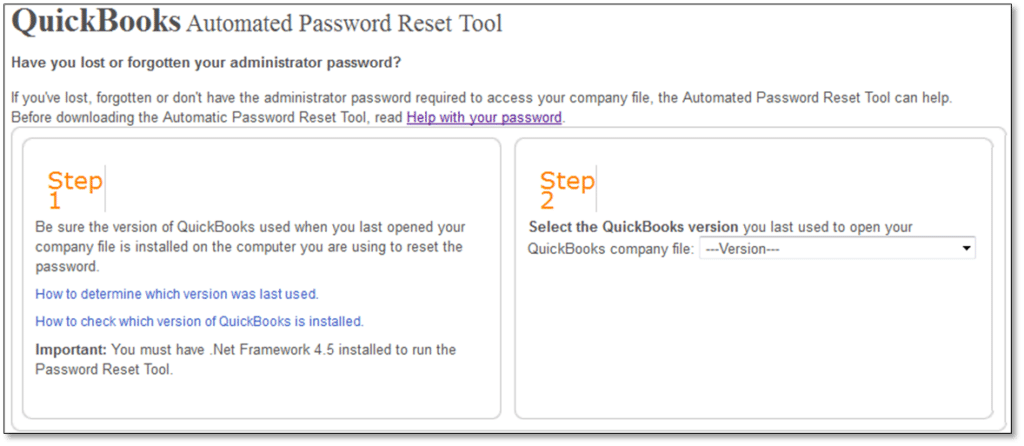 quickbooks password reset tool not
