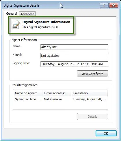 Download and install a digital signature certificate - Screenshot