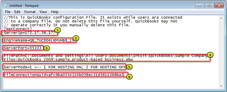 Finding the .ND files in QuickBooks - Screenshot