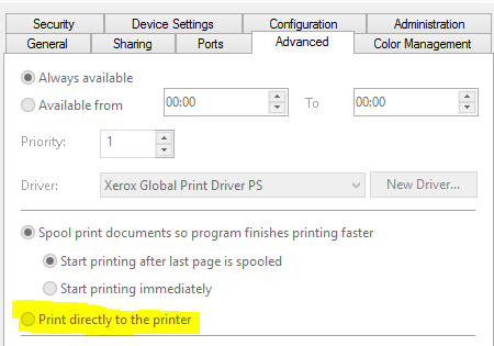 Print directly to the printer - Screenshot