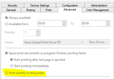 Print directly to the printer - Screenshot