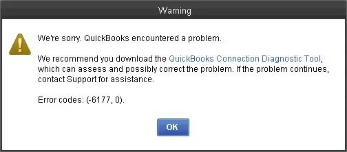 QuickBooks Error Code 6177-0 - Screenshot