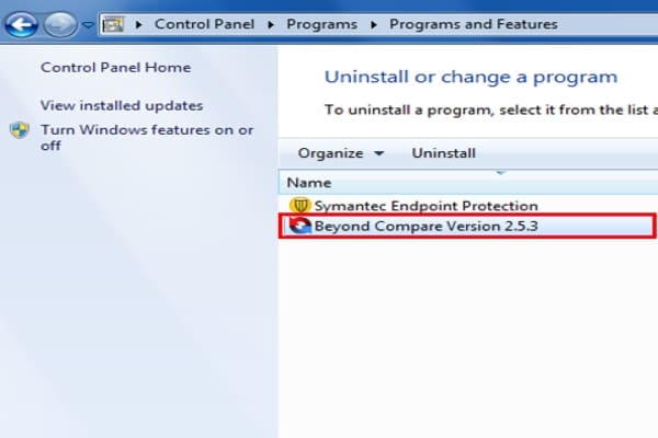 Uninstallation of program-screenshot