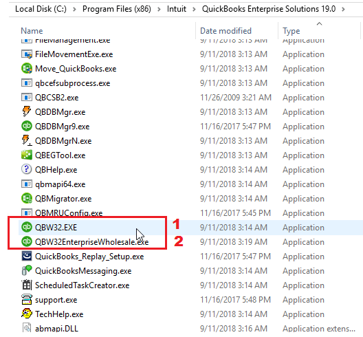 Disabling windows compatibility for qbw32.exe file - Screenshot