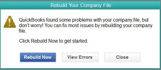 Rebuild now and View errors - Screenshot Image