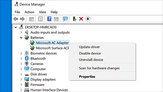 Updating the driver software - Screenshot