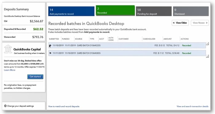 Auto matching for customer merchant payments option - Screenshot Image