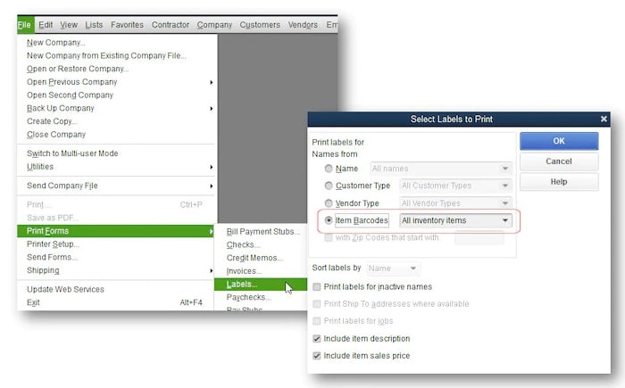 Barcode label prices feature - Screenshot Image